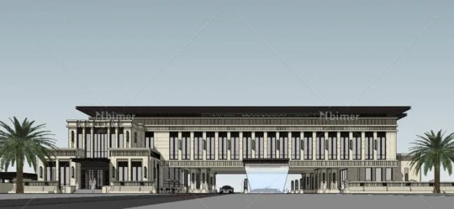 Sketchup Business Model | Multi story clubhouse, classical style, commercial building