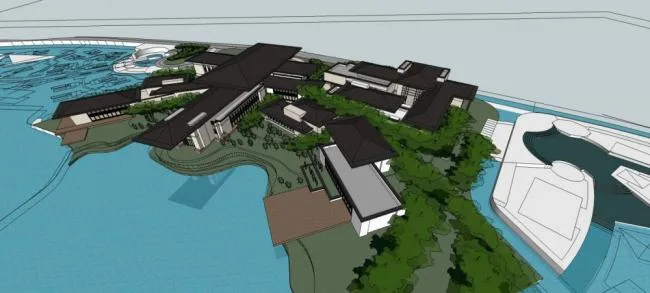 SketchUp Multi-Story Chinese-Style Hotel Model: Xibaipo Hotel