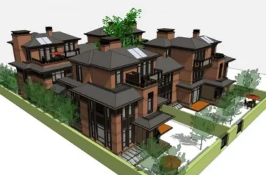 Modern Chinese Twin Villa Design in SketchUp Model-BIM WORLD