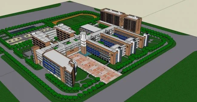 Sketchup School Model | Multi story School, Teaching Building, Educational Architecture, Modern Style