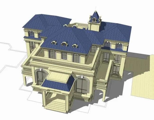 Sketchup Villa Model | Multi row Villa, Stacked, European Style, Classical Style