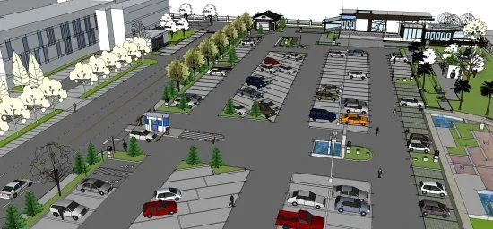 Sketchup Landscape Model | Square Landscape, Parking Lot Landscape, New Chinese Style