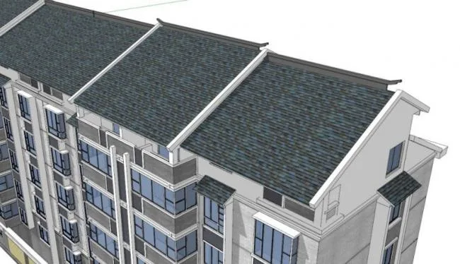 Sketchup Residential Model | Multi story Residence, Top Floor Duplex, Bottom Floor Commercial, Chinese Style