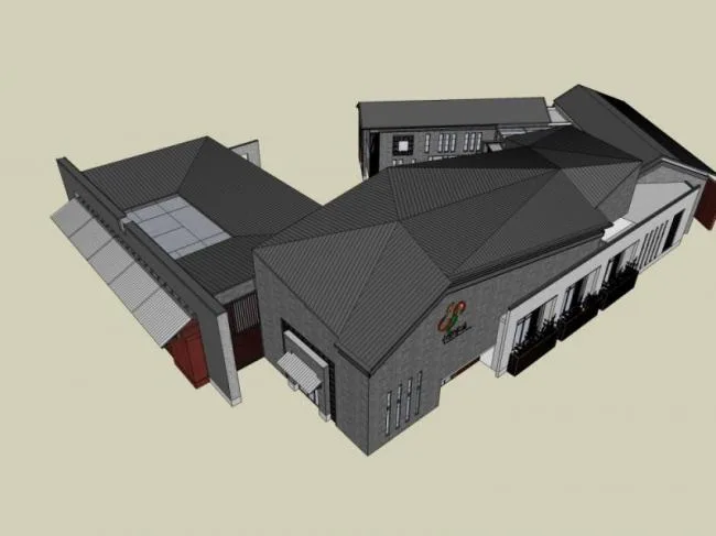 Sketchup Cultural Model | Multi-story Cultural Center, Cultural Architecture, Chinese Style