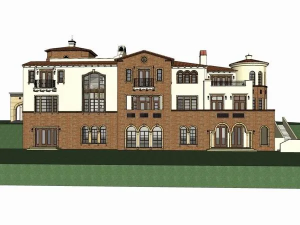 Sketchup Villa Model | Spanish Rectangular Villa, Classical Style