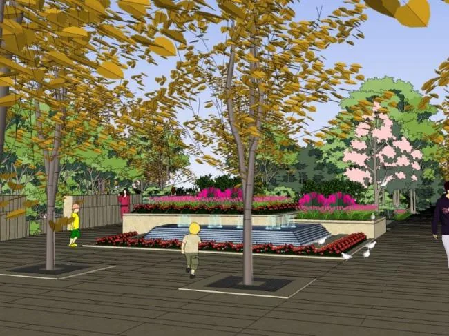 Sketchup Landscape Model | Commercial Landscape, Modern Style