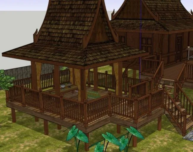 Sketchup Villa Model | Vacation Cabin, Modern Style