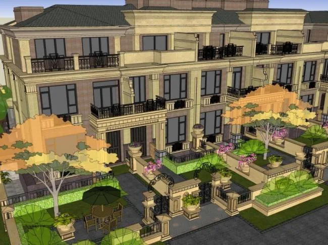 Classical Style Townhouse Villa Model in SketchUp