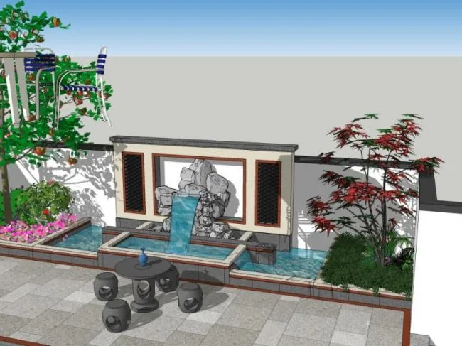 Sketchup Landscape Model | Villa Landscape, Courtyard Landscape, Chinese Style