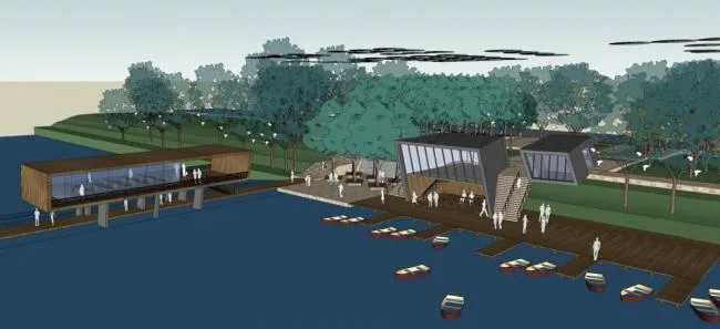 Sketchup Landscape Model | Pier, Park Landscape, Dam, Modern Style