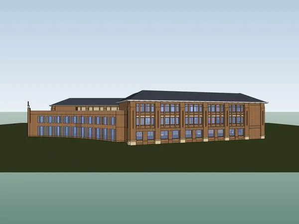 Sketchup School Model | Multi story International Primary and Secondary School, Campus Educational Architecture, Classical Style