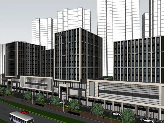 Sketchup Complex Model | Multi story Commercial Complex, Modern Style