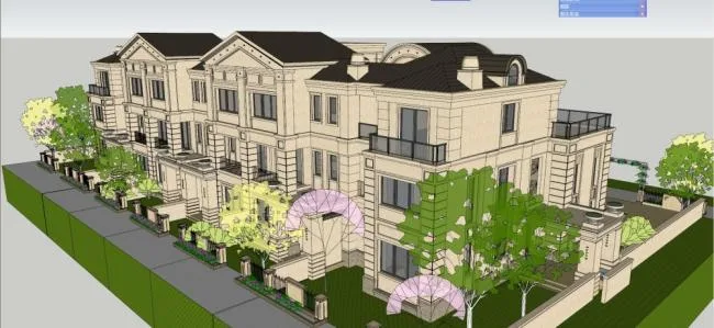 Classical Style Townhouse Villa Model in SketchUp