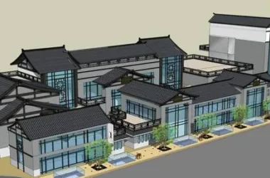 SketchUp Business Model: Multi-Story Commercial and Pedestrian Street in Traditional Chinese Style-BIM WORLD