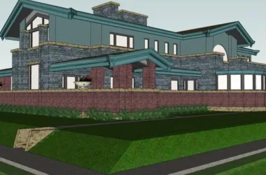 SketchUp Business Model: Multi-Story Classical Grassland Clubhouse for Commercial Use-BIM WORLD