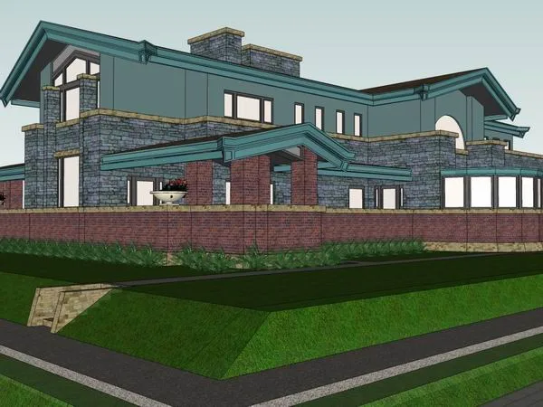 SketchUp Business Model: Multi-Story Classical Grassland Clubhouse for Commercial Use