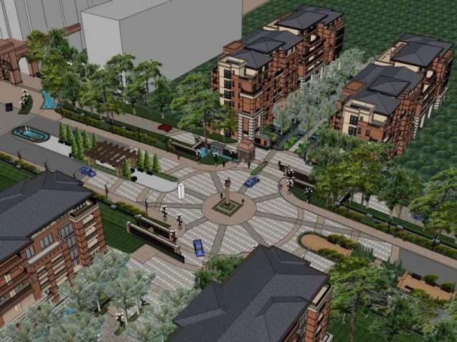 Sketchup Residential Model | Multi story residential community, garden villa, classical style