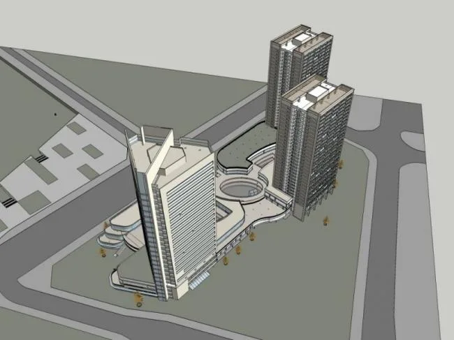 Sketchup Complex Model | Multi story Commercial Complex, Residential, Office, Hotel, Modern Style