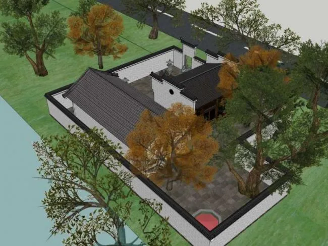 Sketchup Villa Model | Residential Villa Courtyard, Chinese Style