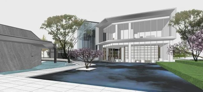 Sketchup Business Model | Sales Office, New Chinese Style, Commercial Architecture