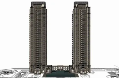 SketchUp Residential Design: High-Rise Building with Clubhouse in Classical Style-BIM WORLD