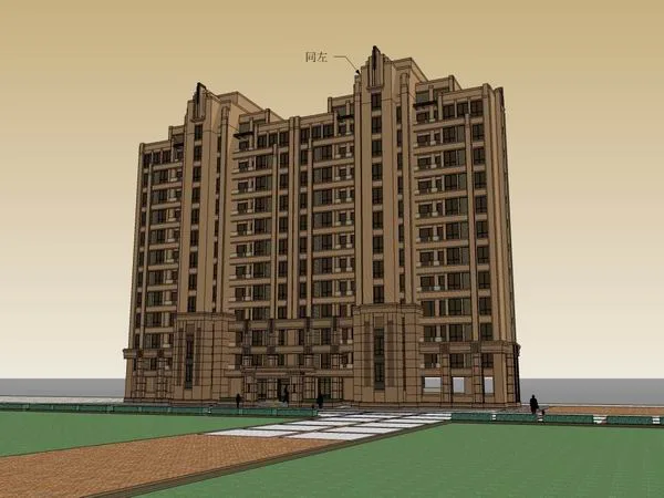 Sketchup Residential Model | High rise residential building, classical style, 13 floors