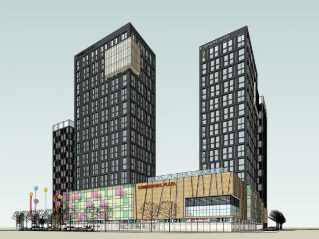 Sketchup Complex Model | Multi story High rise Complex, Ground Floor Commercial, Residential, Modern Style