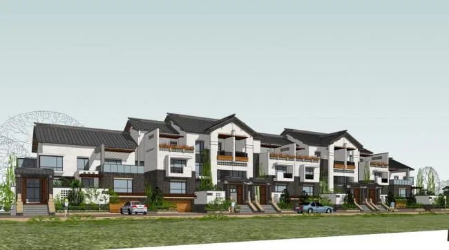 Sketchup Villa Model | Row Villa, Chinese Style