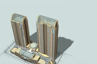 SketchUp Model of a High-Rise Mixed-Use Complex: Commercial, Residential, and Office Spaces in Classical Style-BIM WORLD
