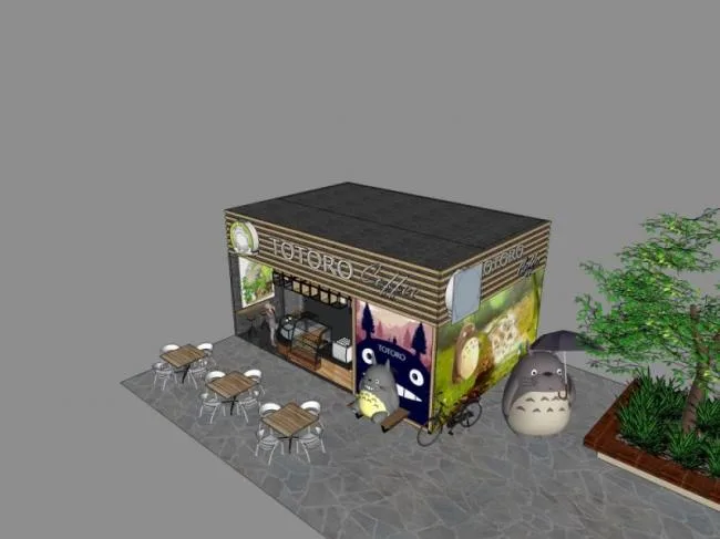 Sketchup Business Model | Low Level Store, Modern Style