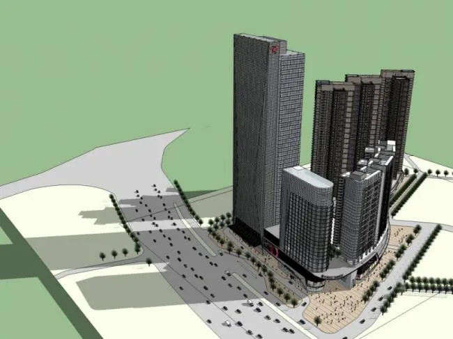 SketchUp Complex Model: Modern Super High-Rise Featuring Commercial, Hotel, Office, and Residential Spaces-BIM WORLD