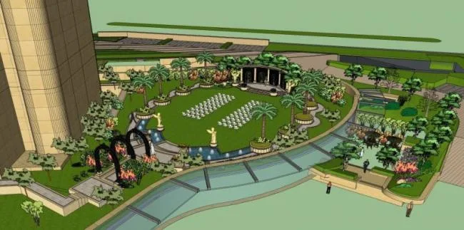 Classical Park Landscape Model in SketchUp