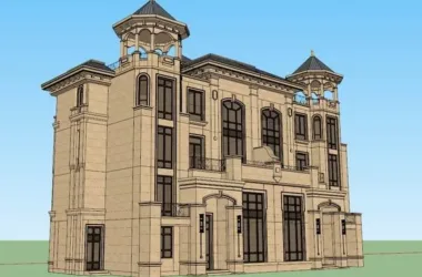 SketchUp Residential Model: Multi-Story Classical Style Home-BIM WORLD