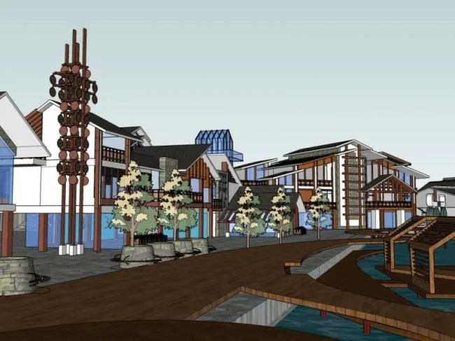 SketchUp Business Model: Multi-Story Commercial Street in Modern Chinese Style