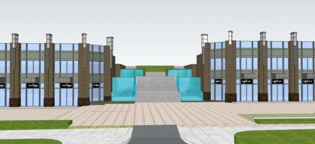Sketchup Business Model | Multi story commercial podium, modern style