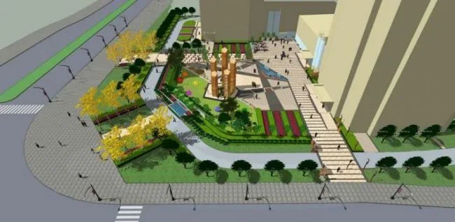 Sketchup Landscape Model | Commercial Landscape Square Landscape, Modern Style