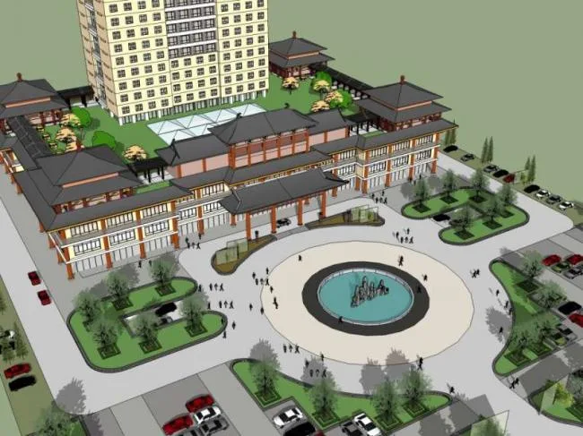 Sketchup Hotel Model | High rise Hotel, Chinese Style
