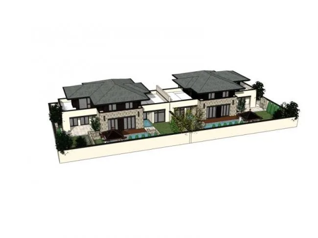 Sketchup Villa Model | Twin Villa, Modern Style