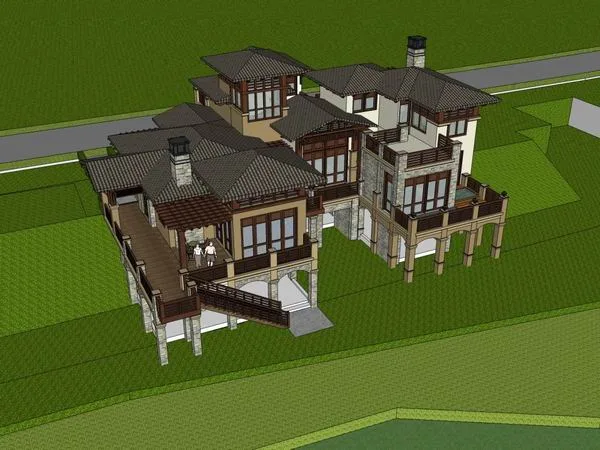 Sketchup Villa Model | Single Family Villa, Classical Style