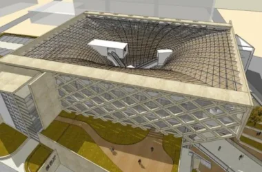 Modern Multi-Story Library Cultural Model in SketchUp-BIM WORLD