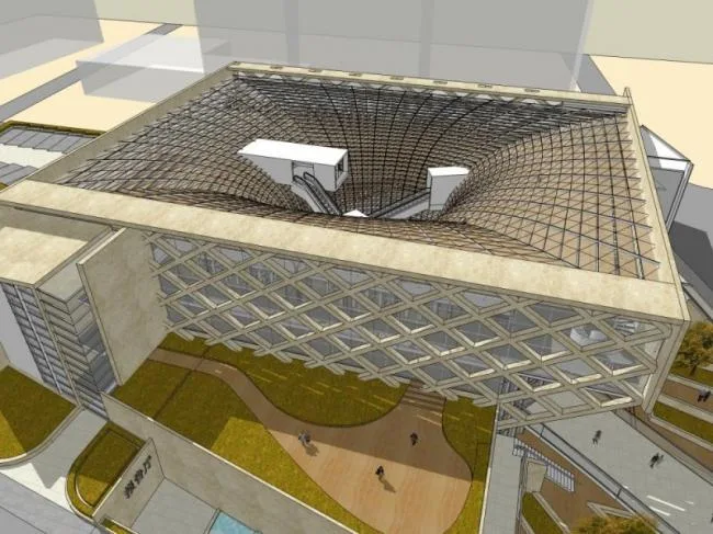 Modern Multi-Story Library Cultural Model in SketchUp