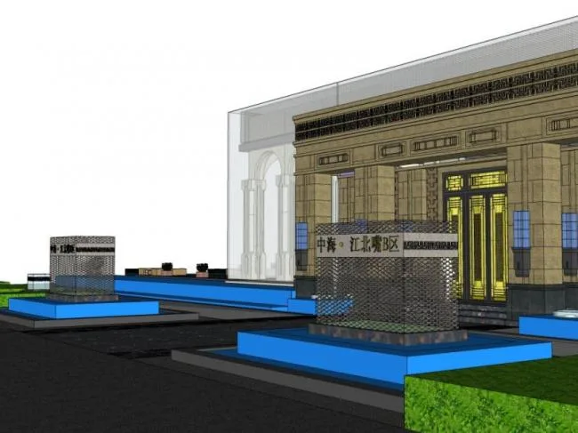 Sketchup Business Model | Low rise Clubhouse, Western Neoclassical Style