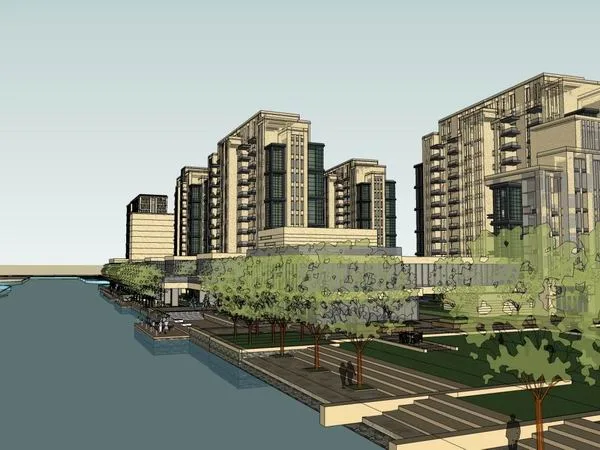 Sketchup Residential Model | Multi story High rise Residential Building, Classical Style