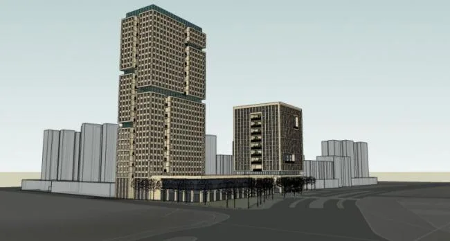 Modern Super High-Rise Office Building Model in SketchUp