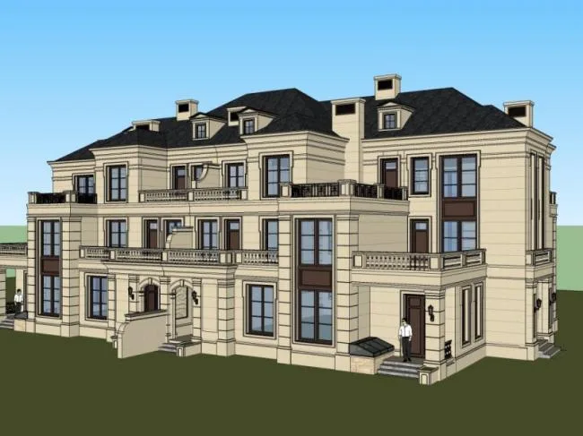 Sketchup Villa Model | Twin Villa, Modern Style