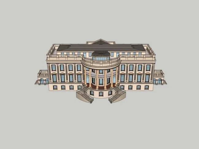 Sketchup Business Model | Multi story Clubhouse, French Style