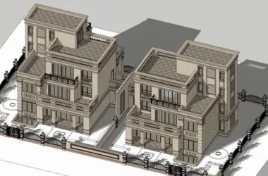 Modern Multi-Story Detached Villa SketchUp Model-BIM WORLD