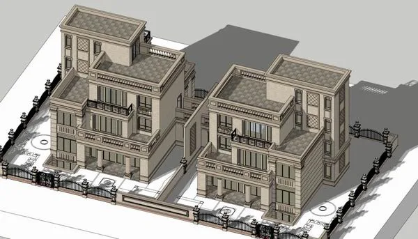 Modern Multi-Story Detached Villa SketchUp Model