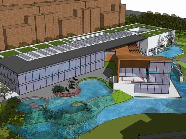 SketchUp Business Model: Modern Multi-Story Commercial Club Design