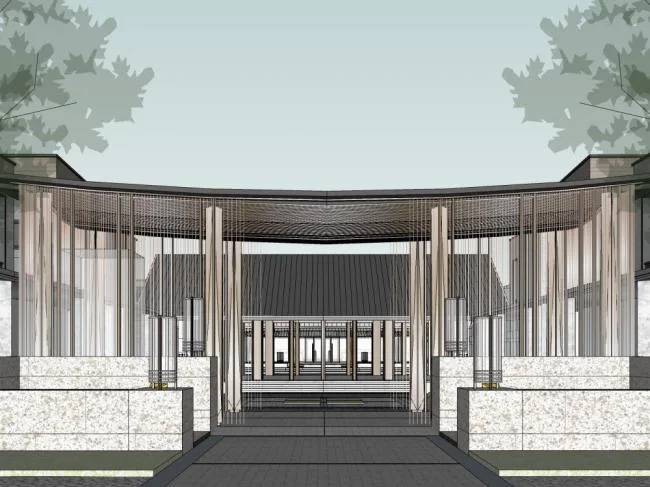 Sketchup Business Model | Multi story Commercial Sales Office, Chinese Style